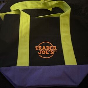 Trader Joe's Black and Purple Tote Bag